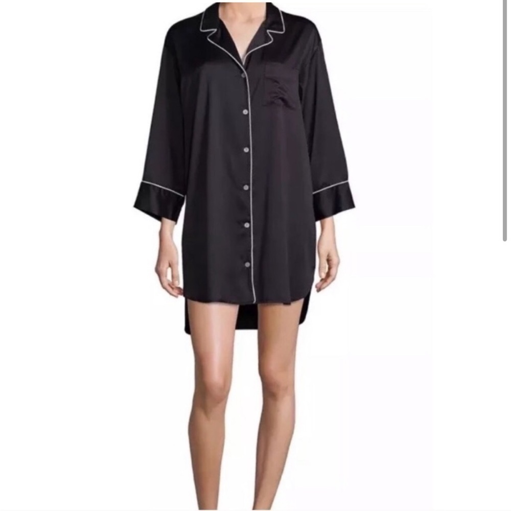 NATORI Private Luxuries Button Down Nightgown Black size Large